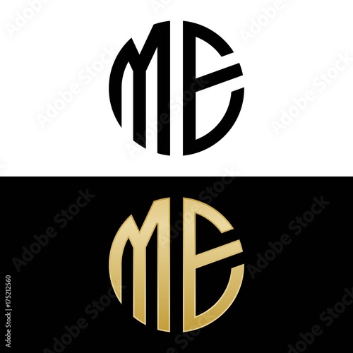 me initial logo circle shape vector black and gold