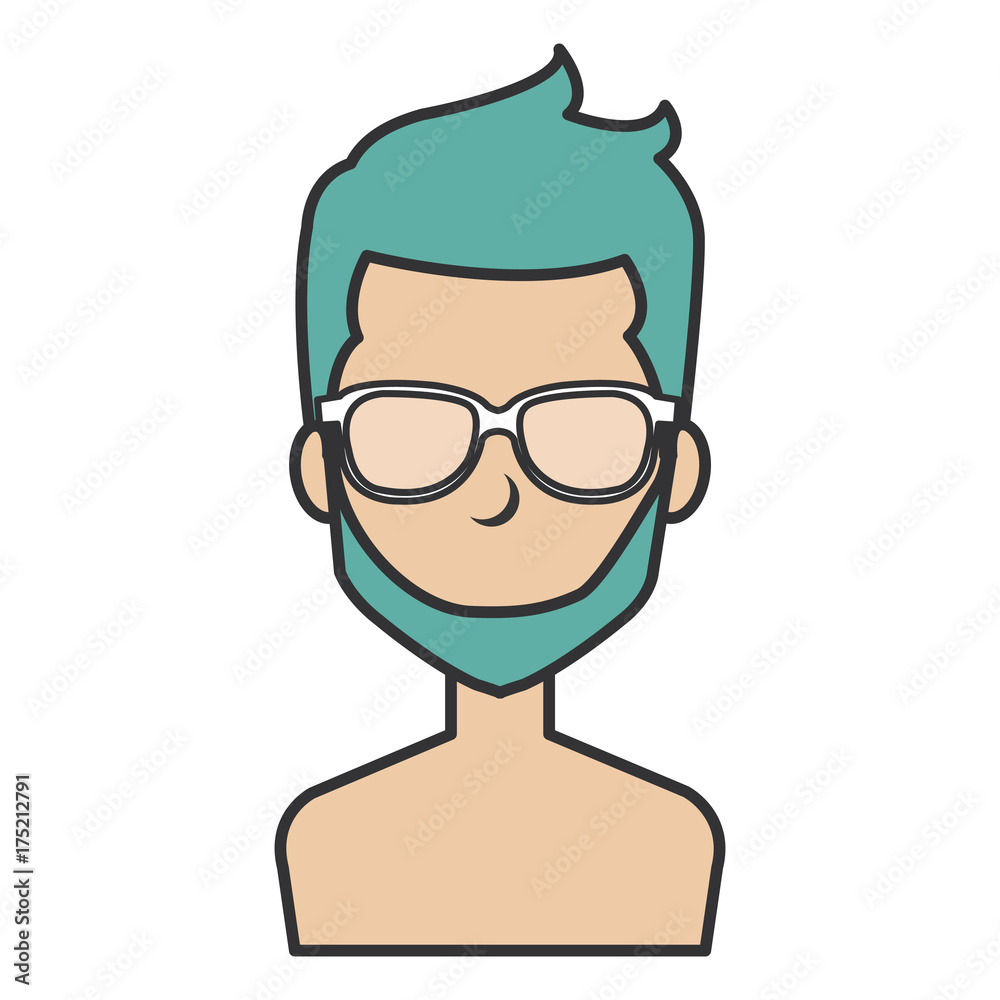 young man shirtless with glasses avatar character young man shirtless with glasses avatar character