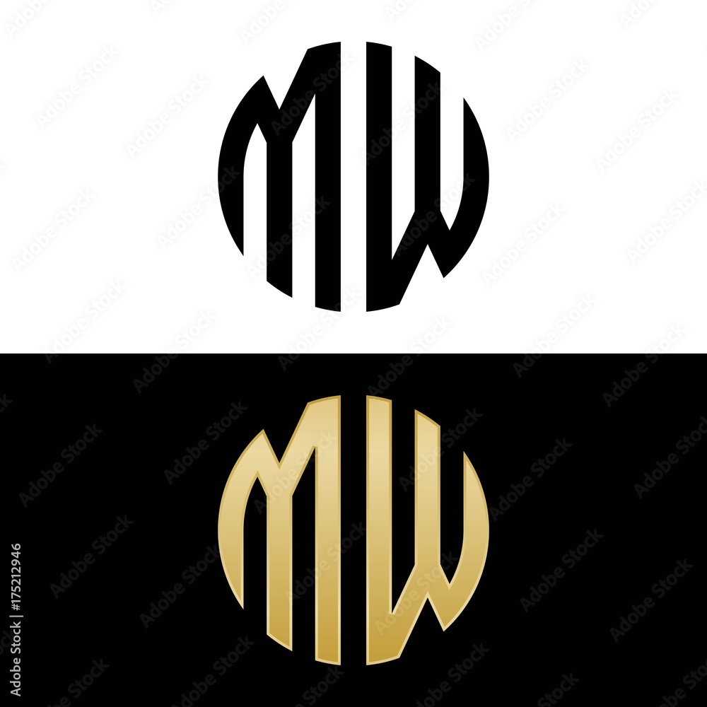 mw initial logo circle shape vector black and gold