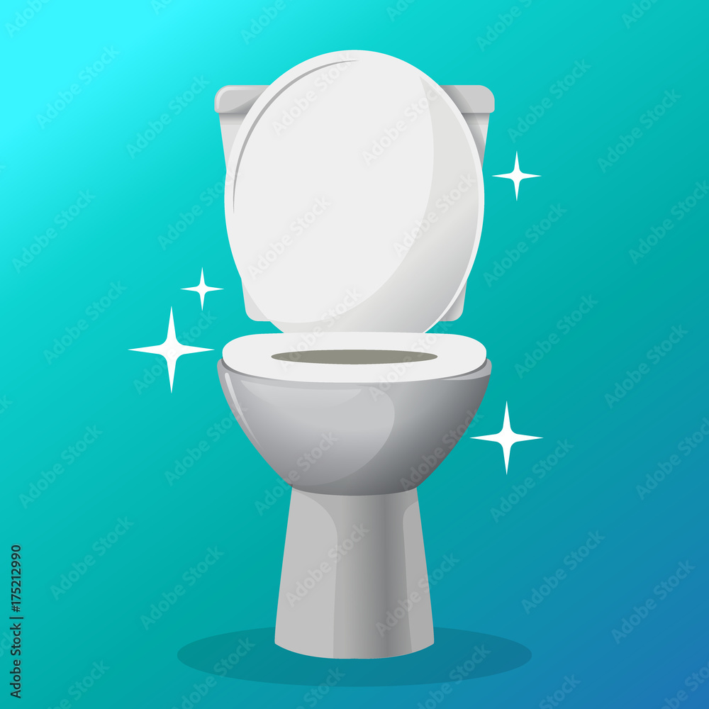 White ceramics vector clean toilet bowl icon. modern toilet in flat