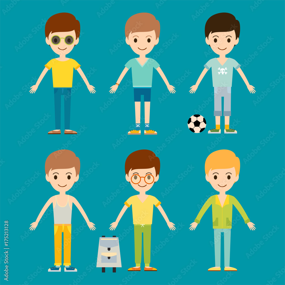 Group of young kid portrait friendship man character team happy people boy person vector illustration. Group of young kid portrait friendship man character team happy people boy person vector illustration.