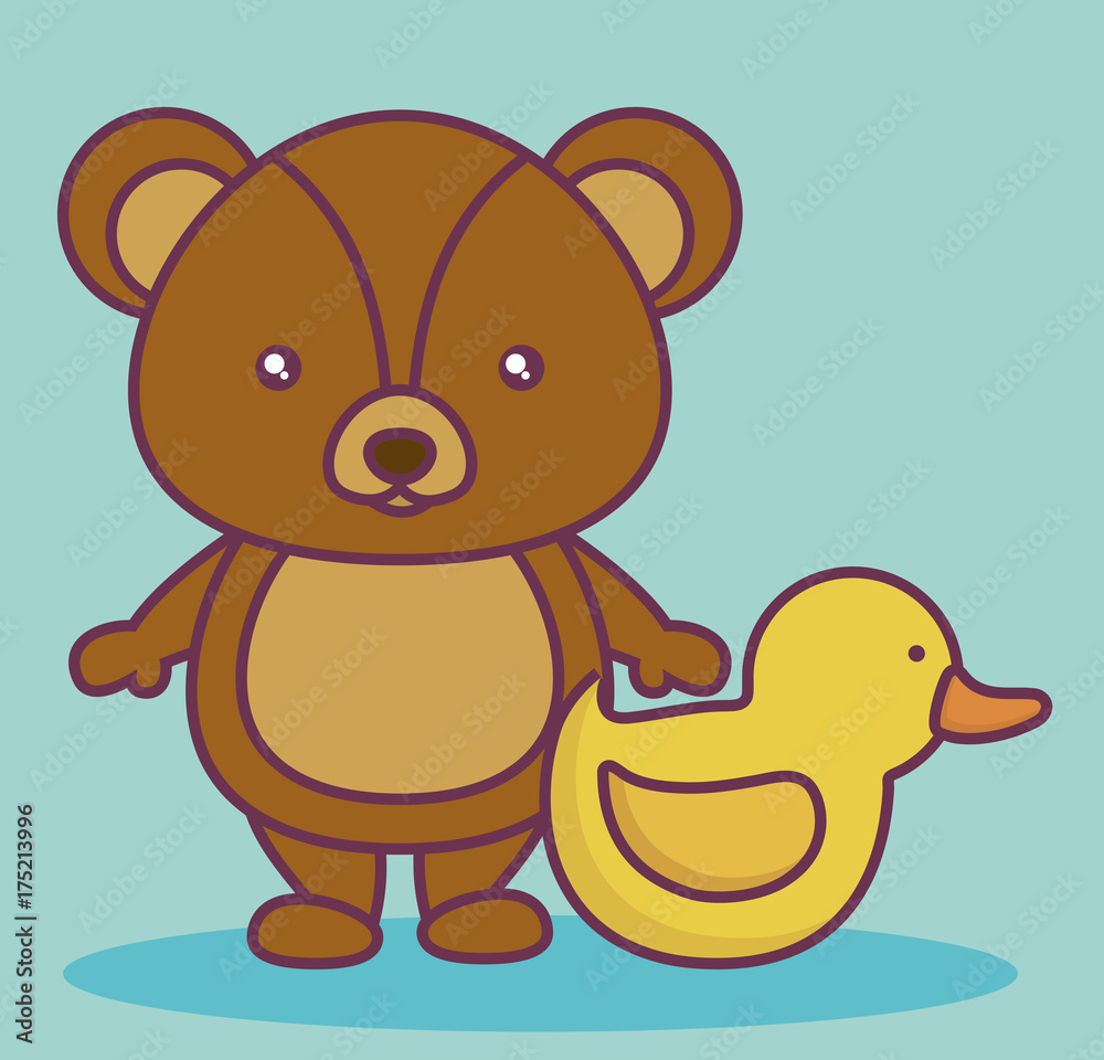 teddy bear and duck icon over turquoise background colorful design vector illustration teddy bear and duck icon over turquoise background colorful design vector illustration
