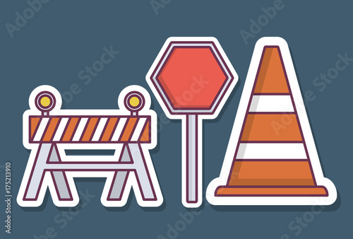 road signs icon over blue background colorful design vector illustration