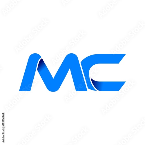 mc logo initial logo vector modern blue fold style
