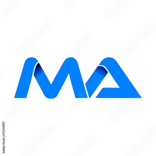 ma logo initial logo vector modern blue fold style