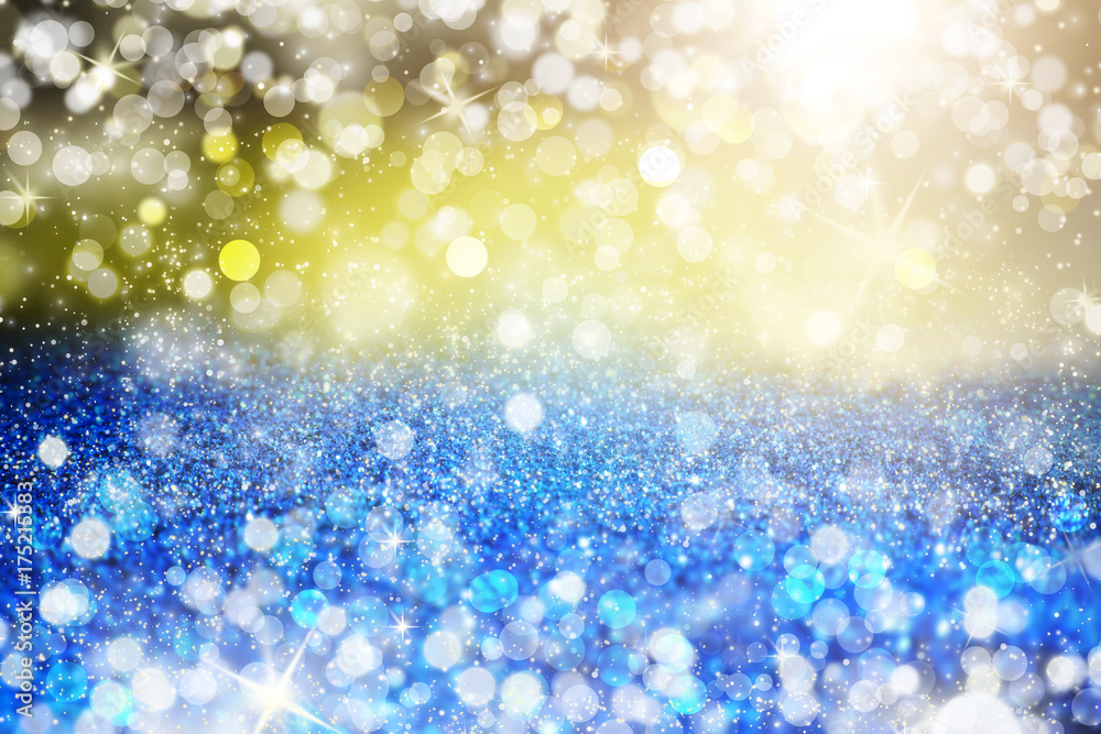 Abstract Blue Glitter Background. Shiny Glitter Bokeh Christmas