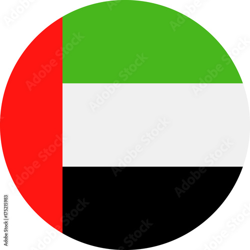 United Arab Emirates Flag Vector Round Flat Icon