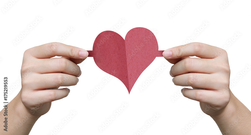 Heart image paper craft with hand holding Heart image paper craft with hand holding