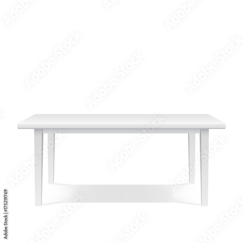3d white table template with realistic shadow, vector illustration