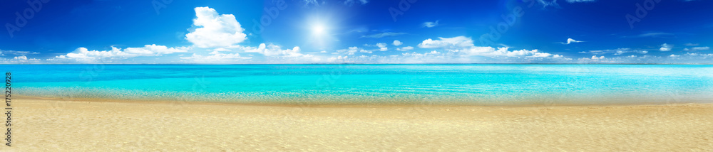 Sea beach panorama - obrazy, fototapety, plakaty 