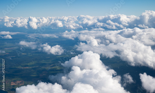 Photography blue sky with the clouds from the plane view