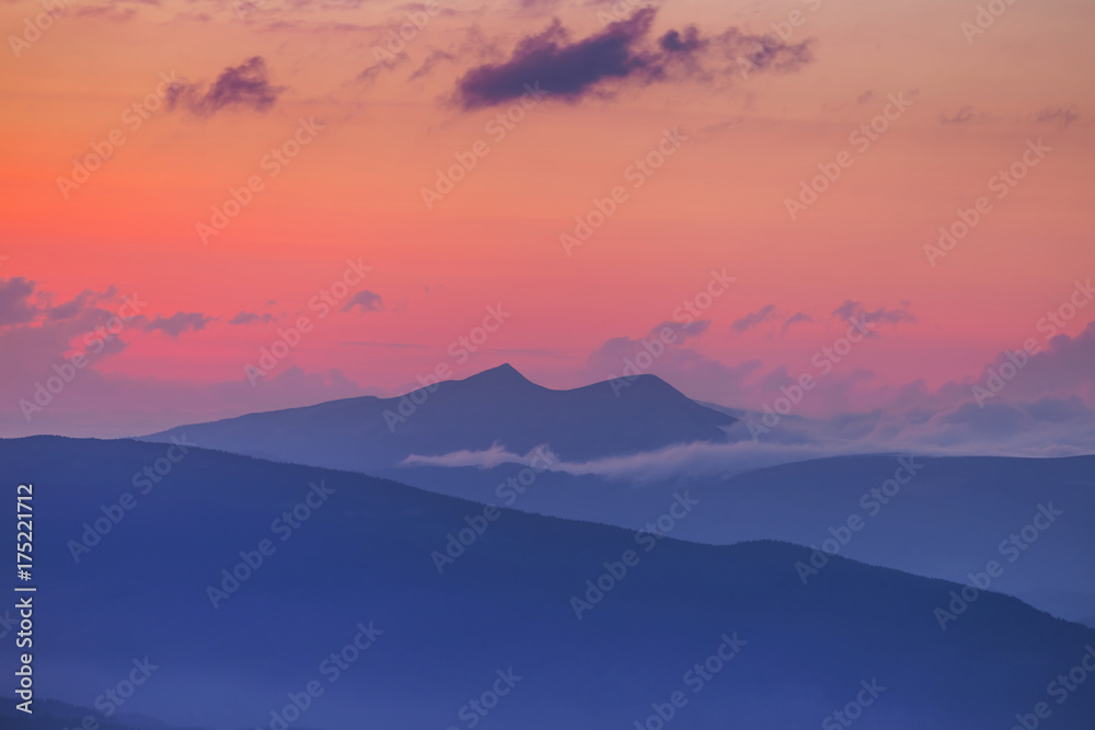 mountain ridge at the evening