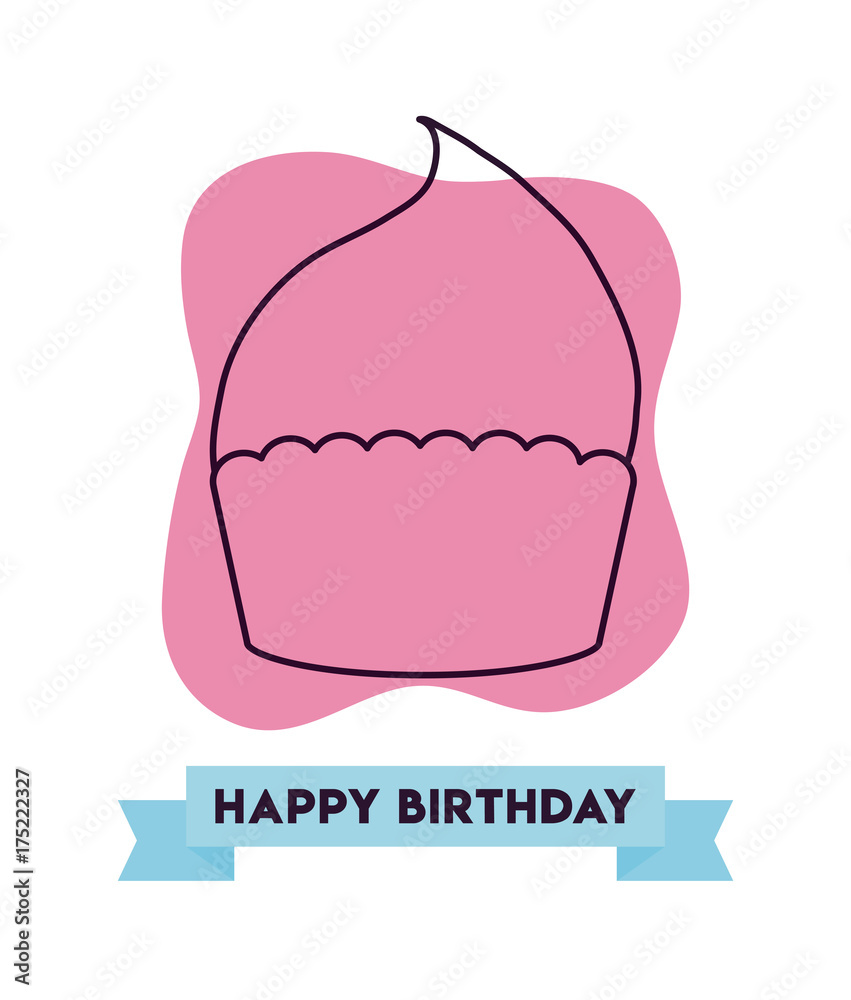 Obraz premium Cupcake of Happy birthday and celebration theme Vector illustration