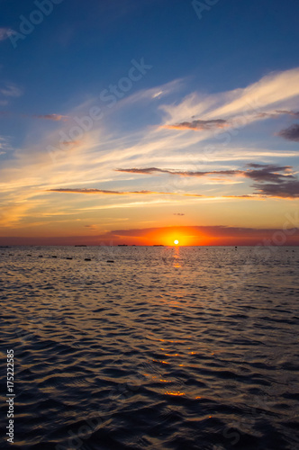 Amazing sea sunset  the sun  waves  clouds