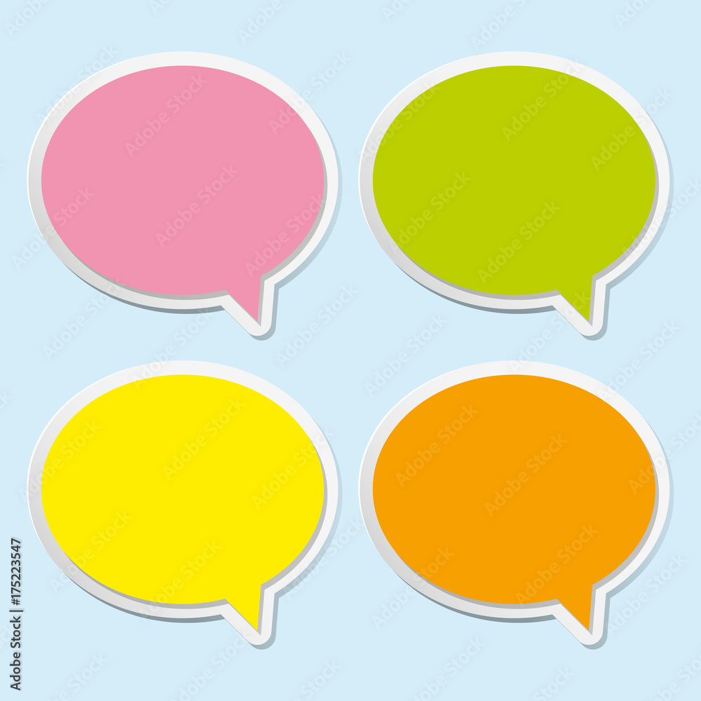 Four speech bubbles on light blue background Four speech bubbles on light blue background