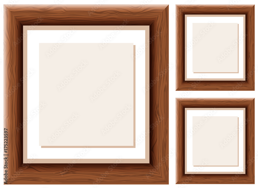 Three wooden frames with brown paper inside