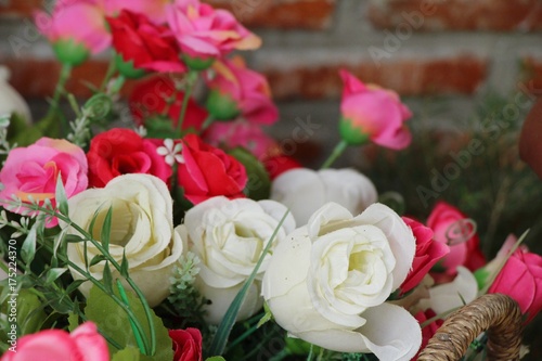 Beautiful vintage roses of artificial flowers