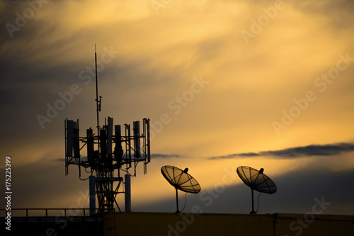 Silhouette of satellite dish