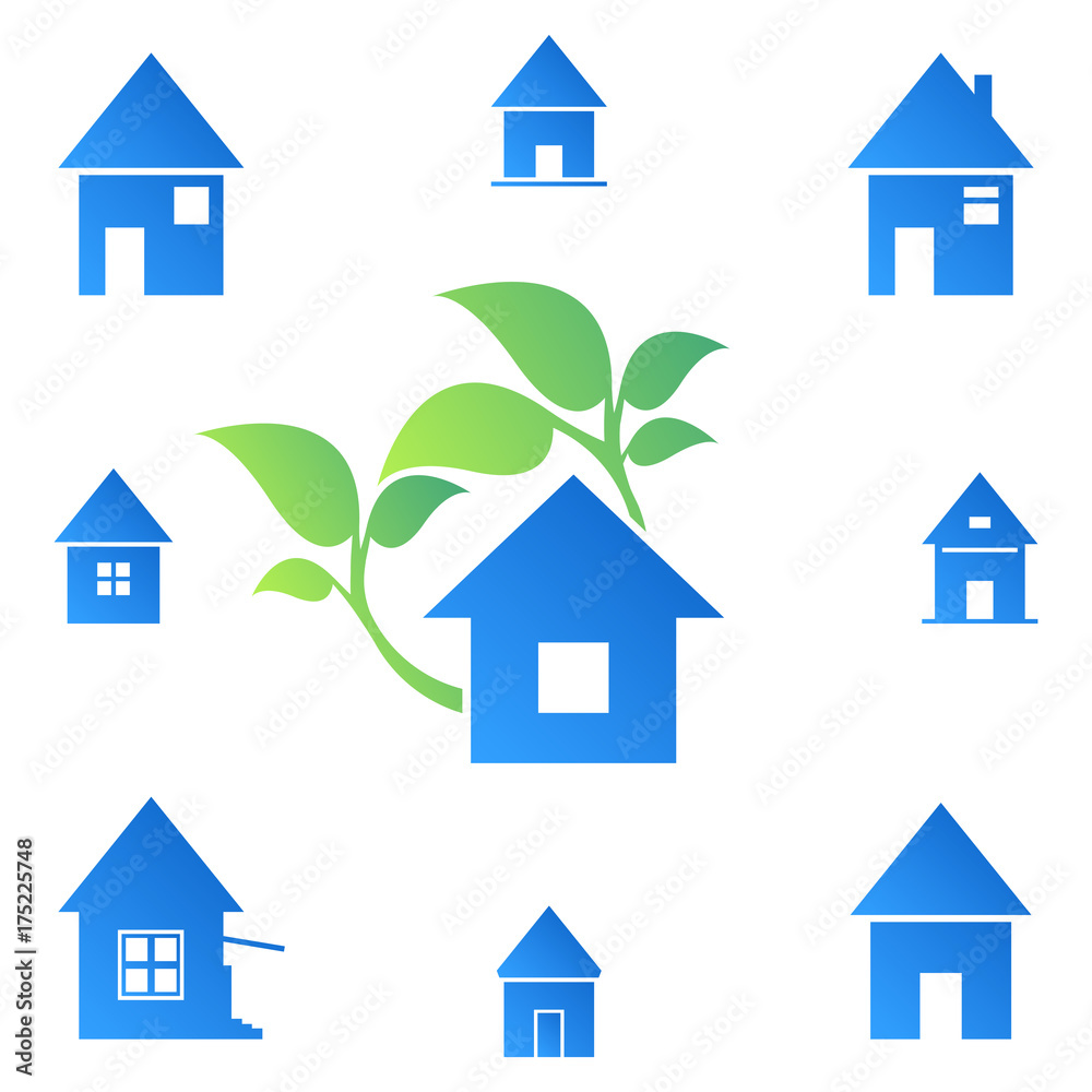 Eco technology and industry sign. Eco house. Eco technology and industry sign. Eco house.