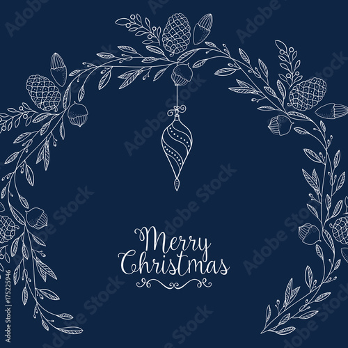 Golden christmas greetings at blue background