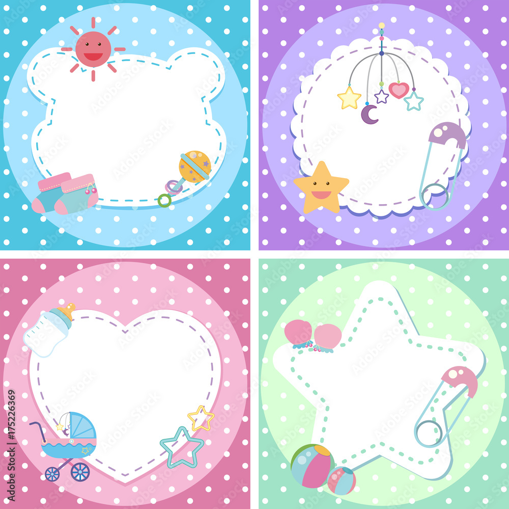 Four background designs with baby theme Four background designs with baby theme