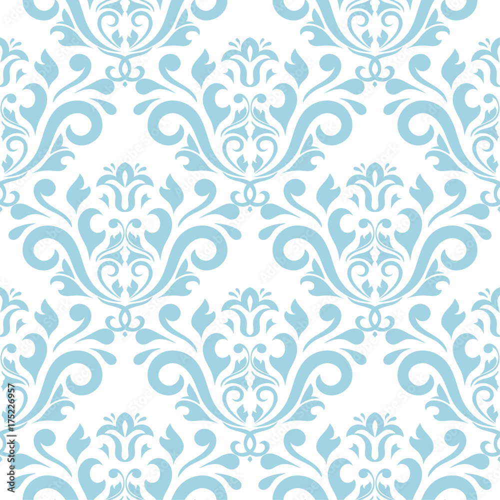 Seamless blue and white pattern with wallpaper ornaments Seamless blue and white pattern with wallpaper ornaments