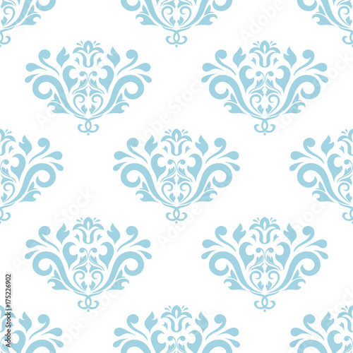 Seamless blue and white pattern with wallpaper ornaments