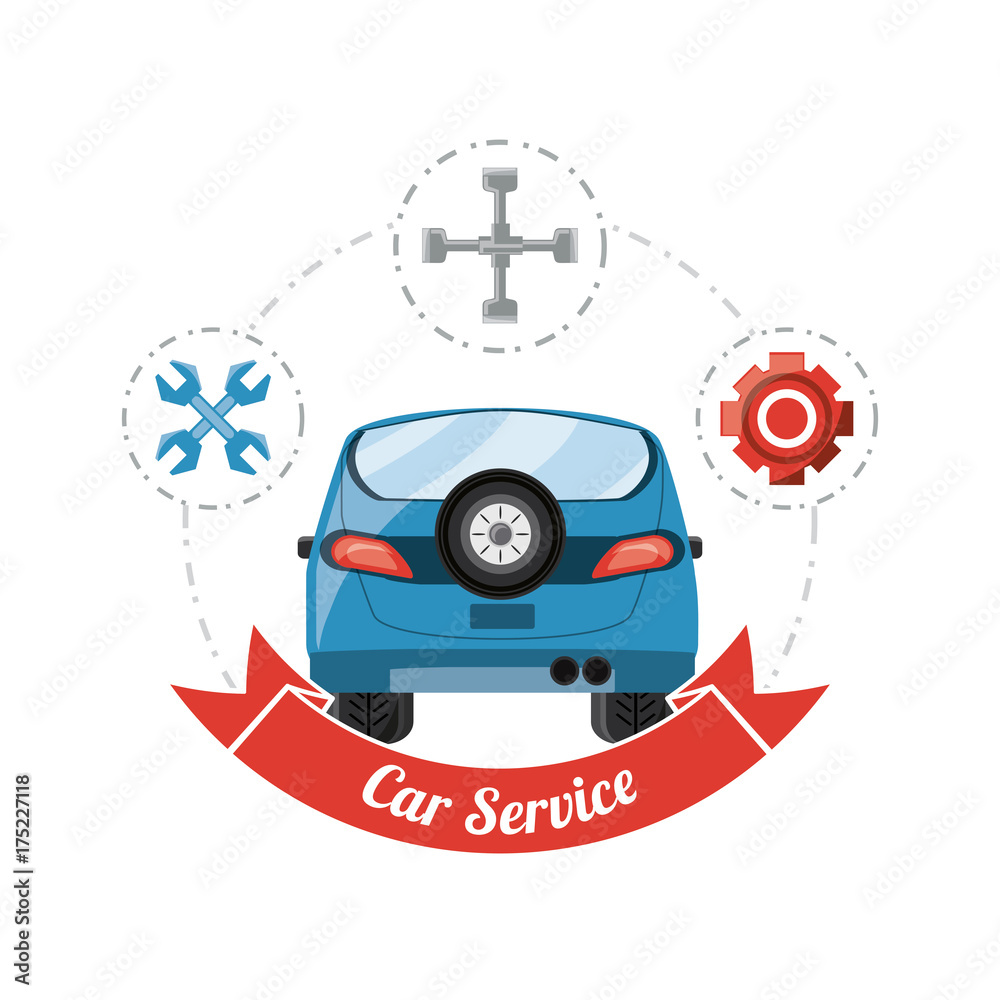 Automobile of car service and machine repair theme Vector illustration