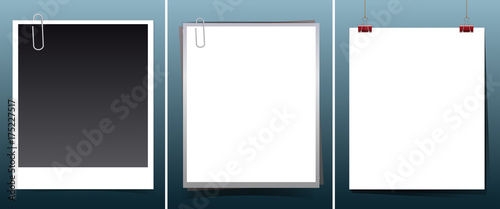 Three templates of white and black papers