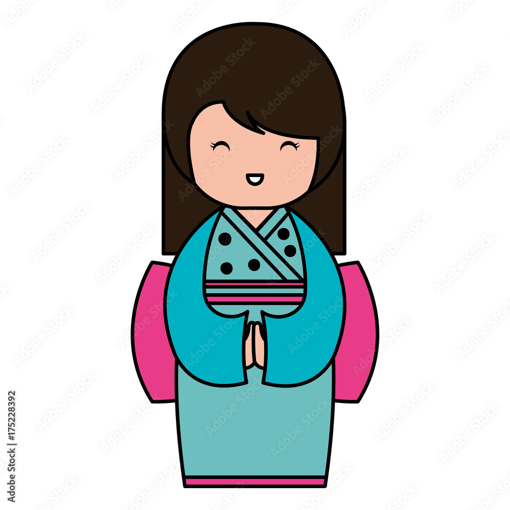 little japanese doll kawaii character little japanese doll kawaii character