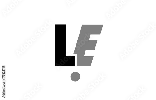 le l e black white grey alphabet letter logo icon combination