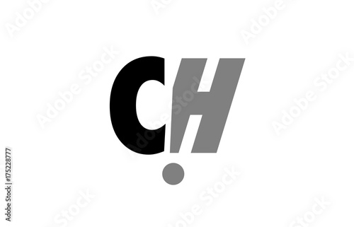ch c h black white grey alphabet letter logo icon combination