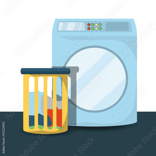 Laundry of cleaning service home work and hygiene theme Vector illustration