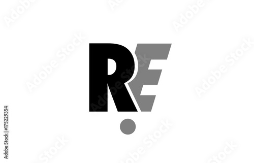 re r e black white grey alphabet letter logo icon combination