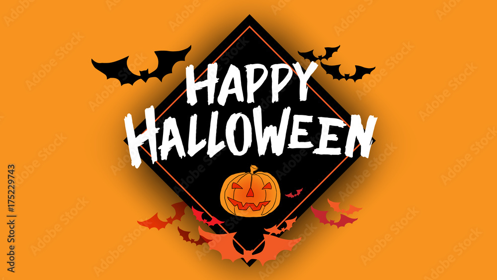 Happy Halloween typography calligraphy. Seasonal lettering. background layout design banner template. vector illustration