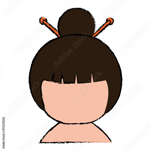 little japanese doll shirtless kawaii character vector illustration design