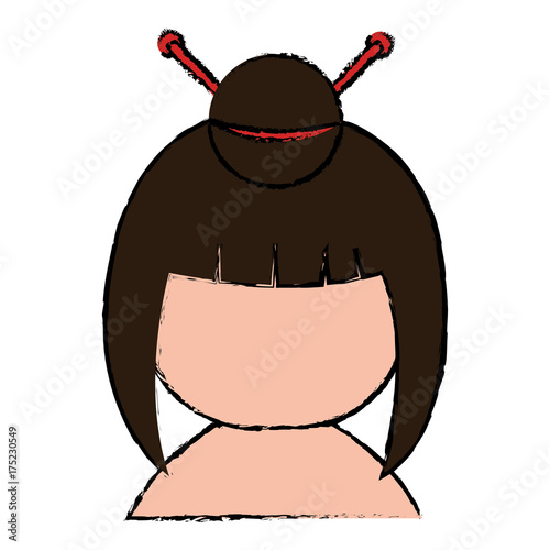 little japanese doll shirtless kawaii character vector illustration design