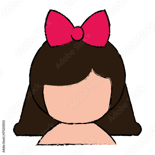 little japanese doll shirtless kawaii character vector illustration design