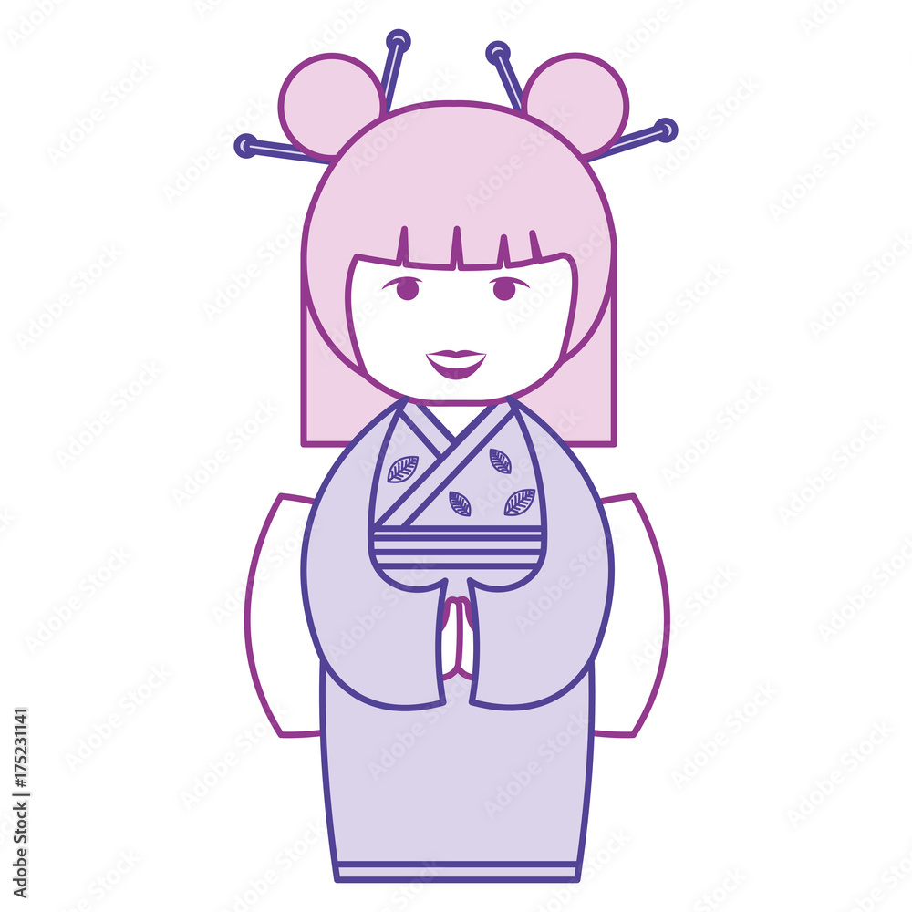 little japanese doll kawaii character vector illustration design little japanese doll kawaii character vector illustration design