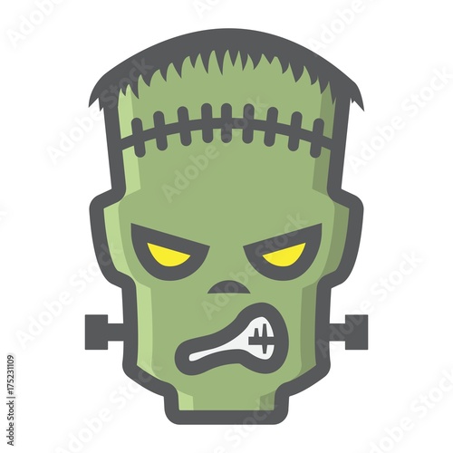 Frankenstein filled outline icon, halloween and scary, horror sign vector graphics, a colorful line pattern on a white background, eps 10.