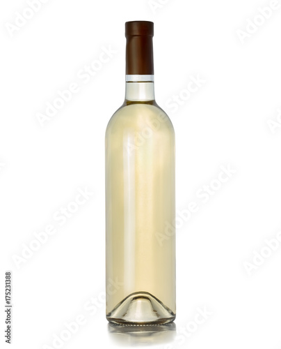 a bottle of white wine on a white background