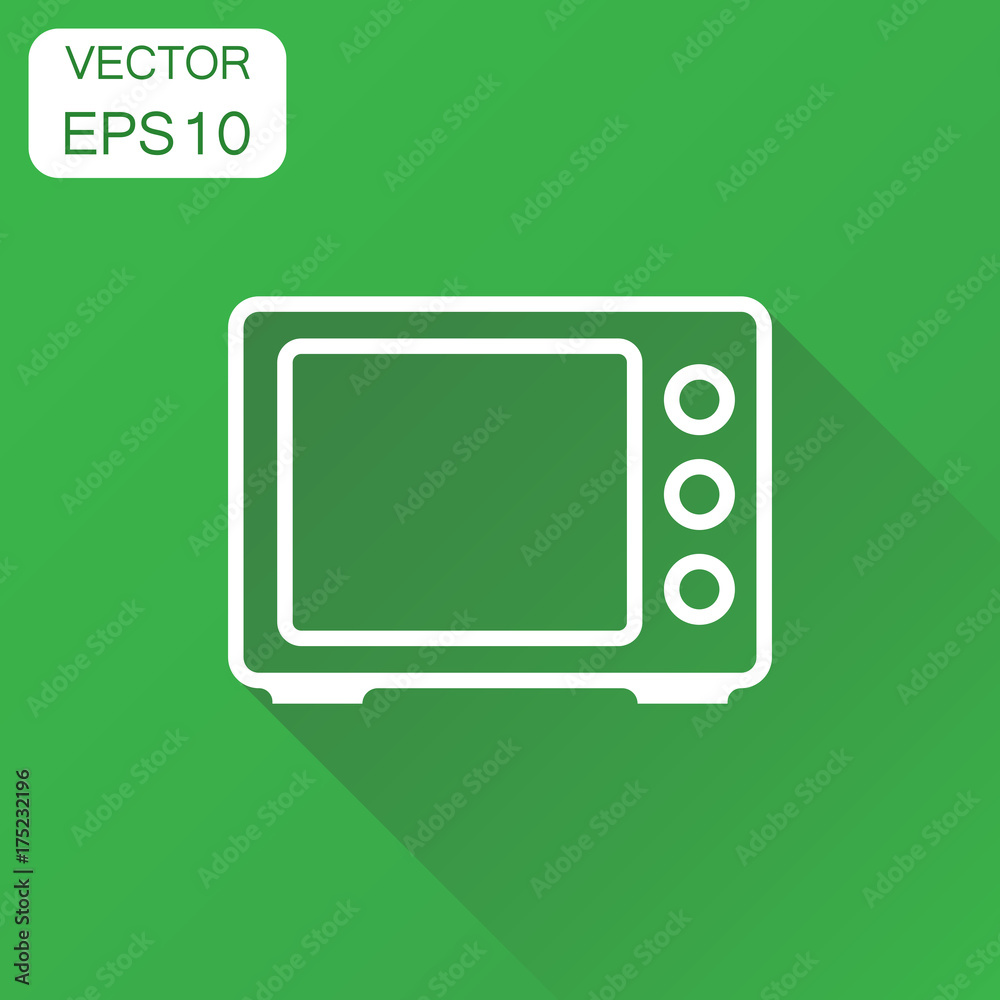 Microwave icon. Business concept microwave oven symbol pictogram. Vector illustration on green background with long shadow. Microwave icon. Business concept microwave oven symbol pictogram. Vector illustration on green background with long shadow.