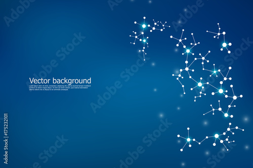 Abstract molecule background, genetic and chemical compounds, medical, technology or scientific concept vector illustration
