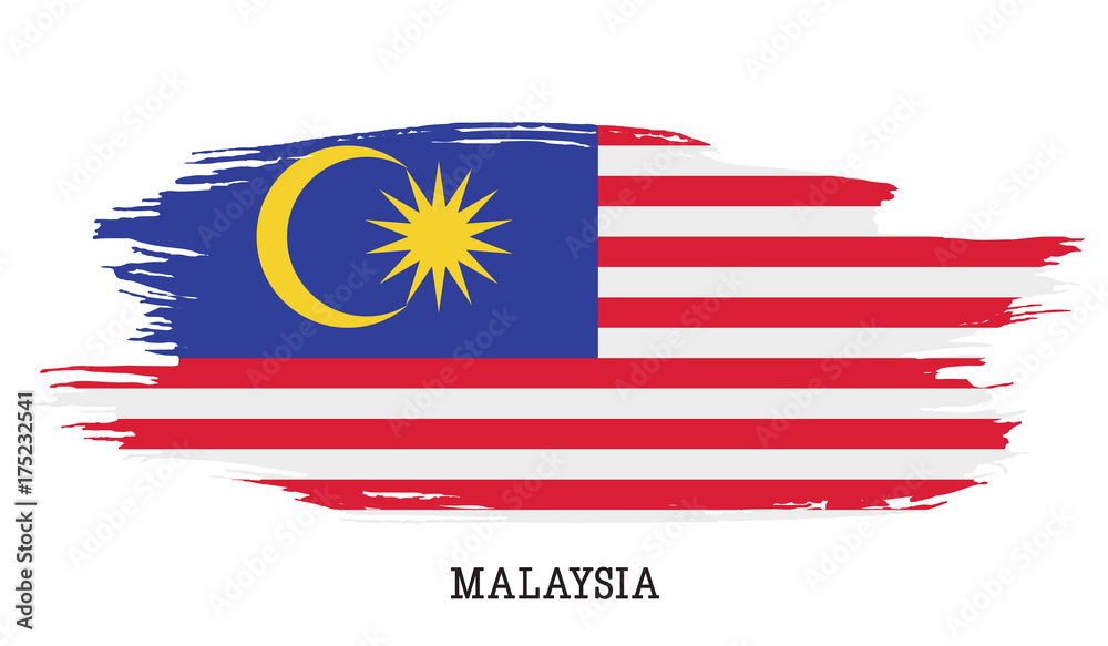 Malaysia flag vector grunge paint stroke  