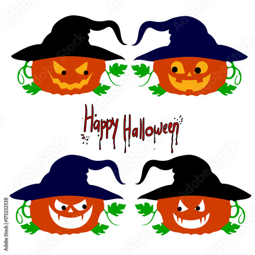 Collection of pumpkin emotions "Halloween", cartoon on a white background.