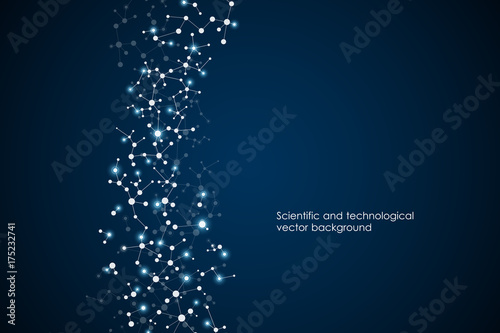 Abstract molecule background, genetic and chemical compounds, medical, technology or scientific concept vector illustration photo