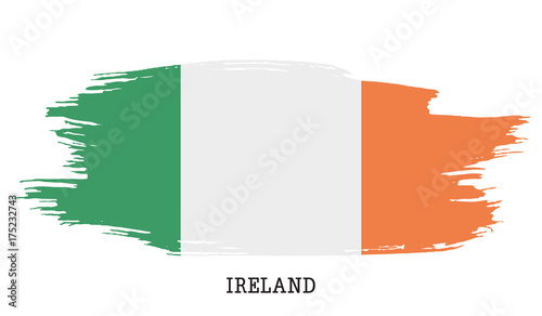Ireland flag vector grunge paint stroke  