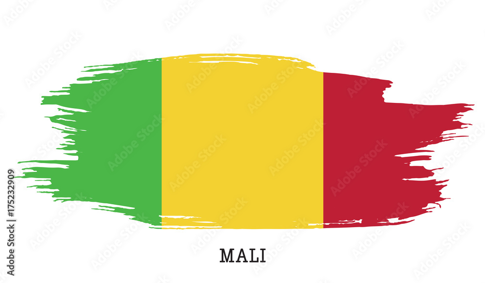 Obraz premium Mali flag vector grunge paint stroke 