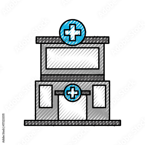 hospital building medical center front view icon