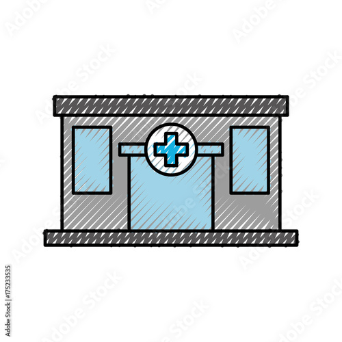 hospital building medical center front view icon